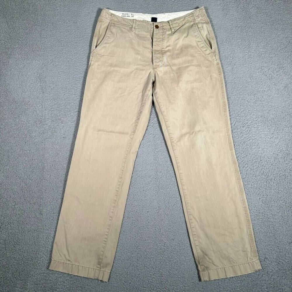 J Crew Pants Mens 32x32 Tan Straight Fit Sun Fade Chino Casual Preppy Cotton